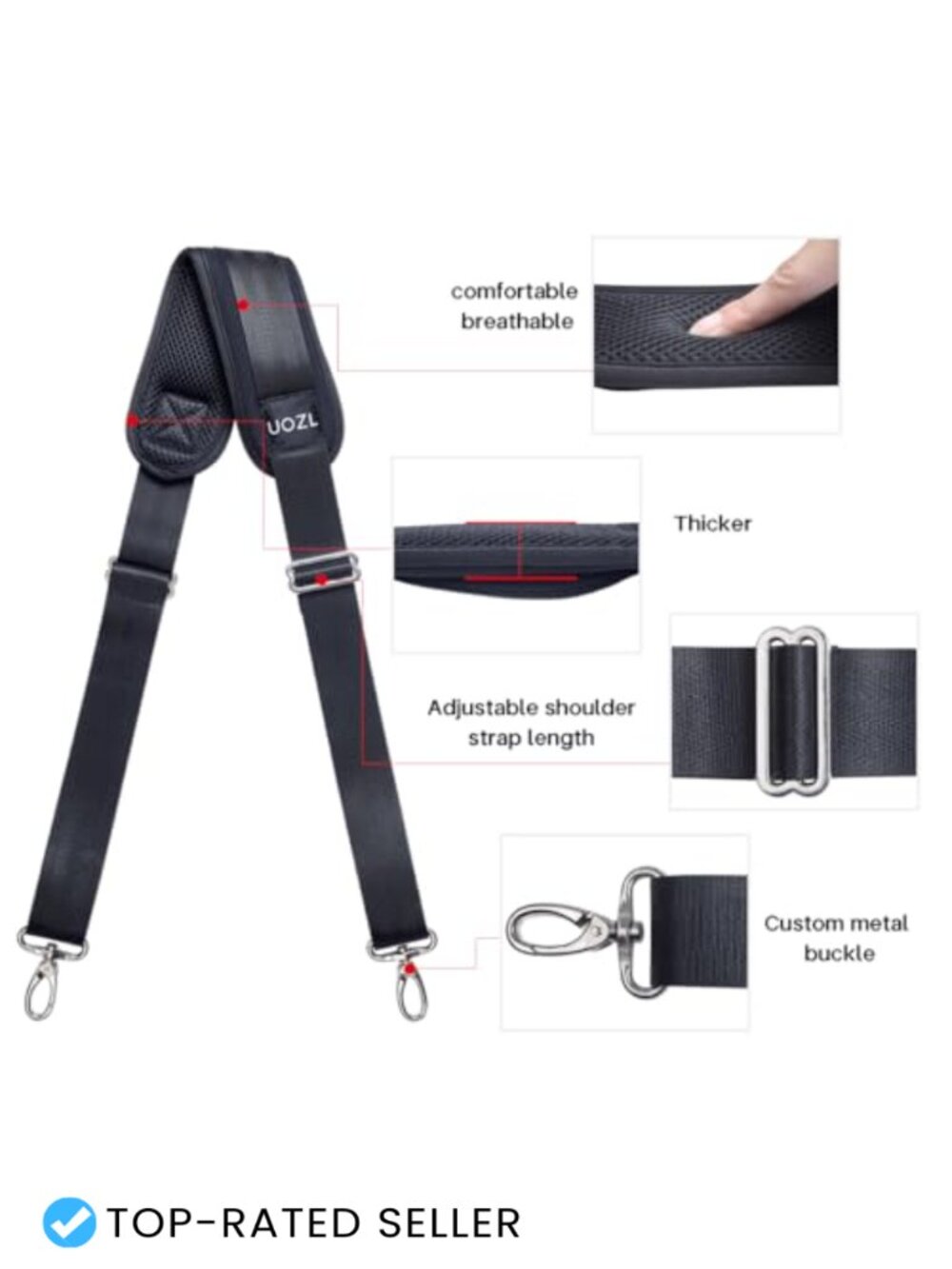 59in Adjustable Shoulder Strap Pad Nylon Replacement for Laptop Messenger Bag - Picture 2 of 5